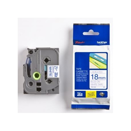 Taśma Brother TZE-243 18mm x 8m niebieski/biały