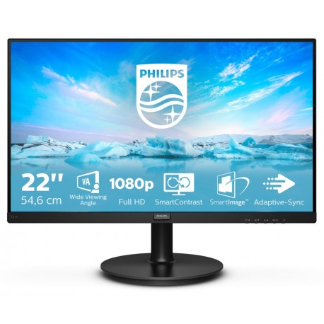 Monitor Philips 221V8A/00 21,5" VA FullHD 1920x1080 HDMI, VGA kolor czarny