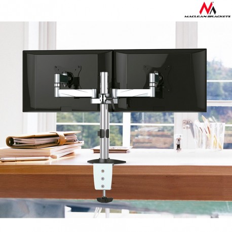 Uchwyt biurkowy do 2 monitorów Maclean MC-714 biurkowy, Obrotowy, Uchylny - 27" max. 8kg