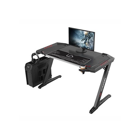 ULTRADESK Biurko dla gracza ROCKET BLACK, 128x68 cm, 78 cm, z XL podkładką pod mysz, uchwyt na słuchawki i napój