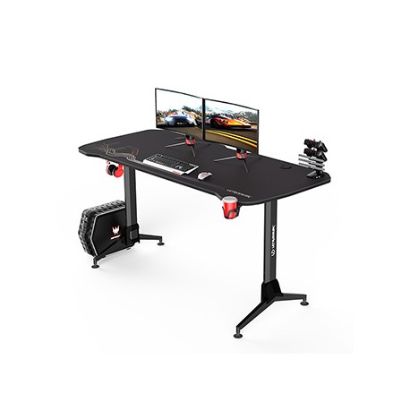 ULTRADESK Biurko dla gracza GRAND BLACK, 160x75 cm, 70-80 cm, 3 st. regulacji wysokości, XXL podkładka pod mysz