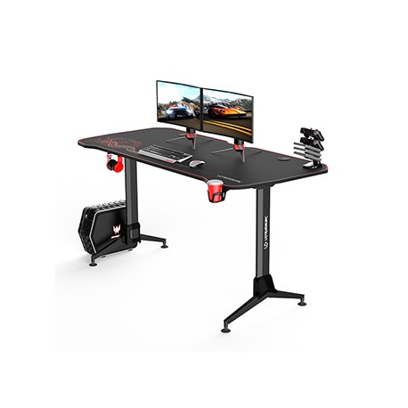 ULTRADESK Biurko dla gracza GRAND RED, 160x75 cm, 70-80 cm, 3 st. regulacji wysokości, XXL podkładka pod mysz