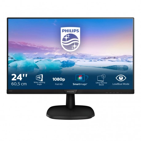 Monitor Philips 243V7QJABF/00 23,8" IPS/PLS FullHD 1920x1080 DisplayPort, HDMI, VGA kolor czarny