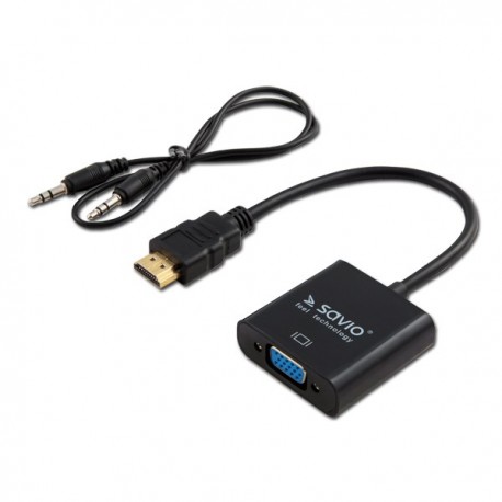 Adapter SAVIO CL-23/B HDMI M - D-Sub VGA F 0,20m kolor czarny