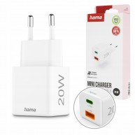 Ładowarka sieciowa Hama Mini 20W PD/QC USB-C USB-A