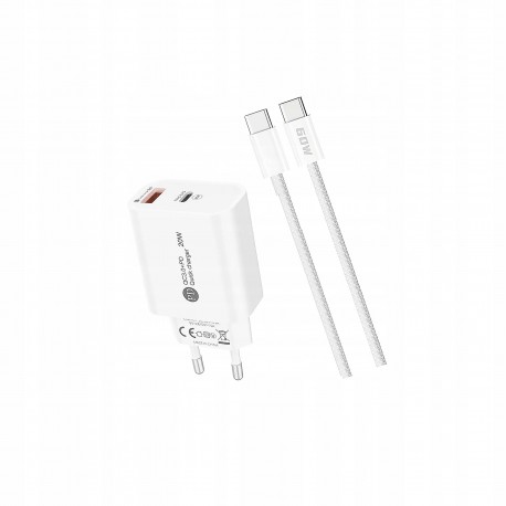 Ładowarka sieciowa A6MaxC 20W USB-A USB-C biała